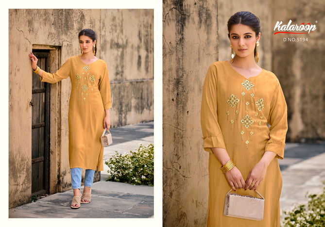 Kaviya By Kalaroop Designer Embroidery Kurtis Wholesale Market In Surat